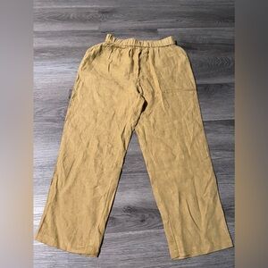 Grae Cove Linen Pants Womens Yellow Lagenlook Loose Cottage Eco Sz S